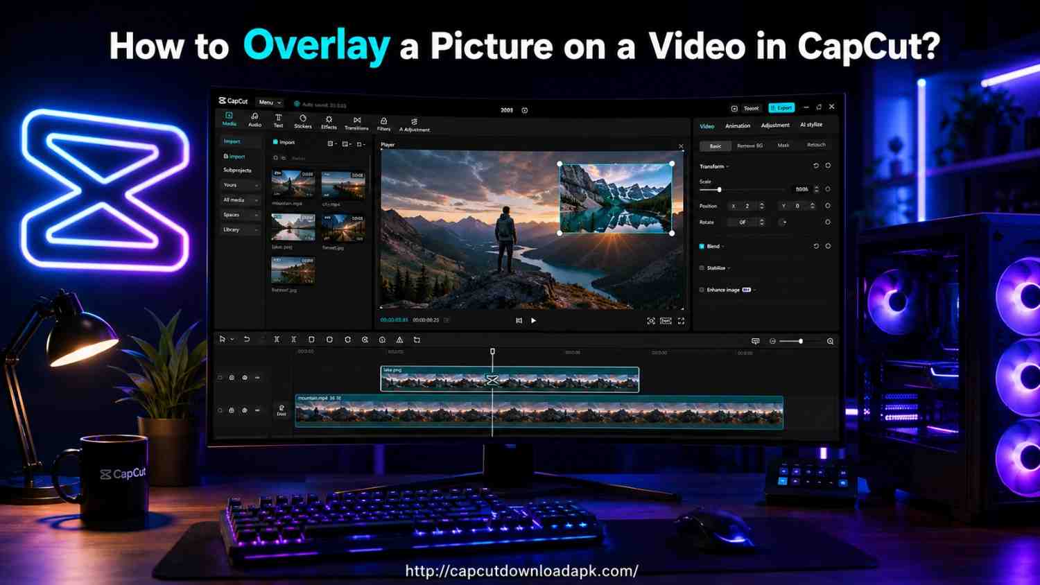 How to overlay picture on video in CapCut editing screen.