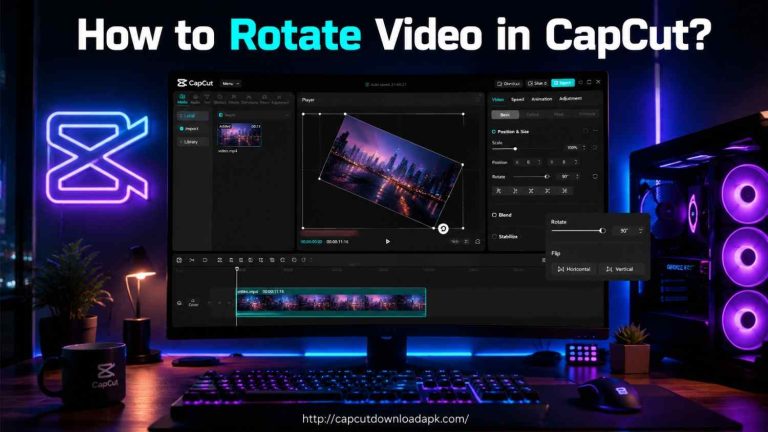 How to rotate video in CapCut editing interface with rotation tool.