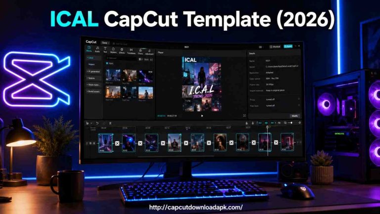 ICAL CapCut template 2026 preview with aesthetic transitions.