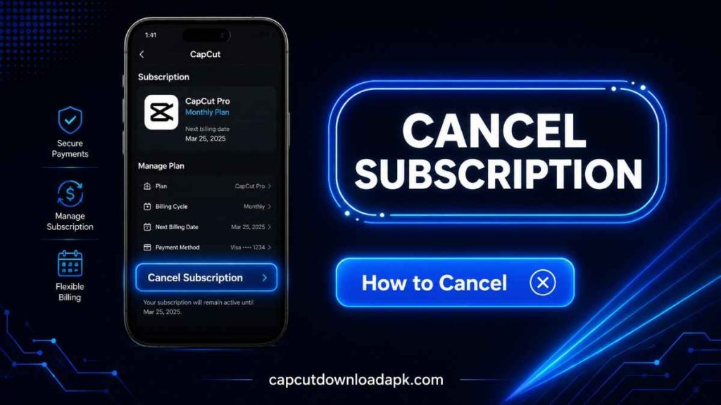CapCut app interface showing AI tools including auto captions, auto reframe, AI effects, and noise reduction