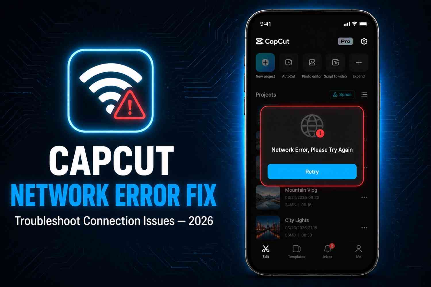 Fixing CapCut network error and connection issues.